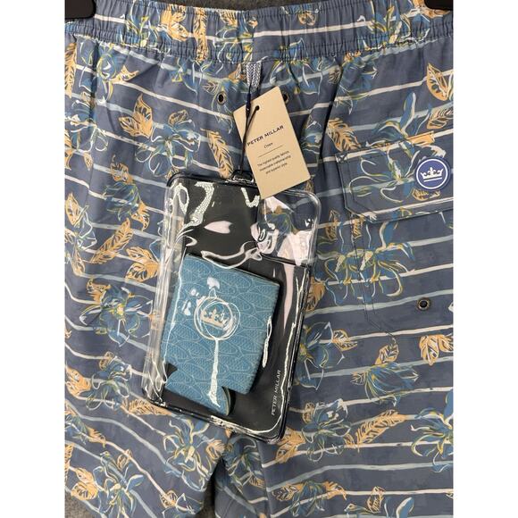 NWT Peter Millar Men's Size L Crown Blue Swim Trunks Shorts Includes Beer Koozie - Picture 6 of 16
